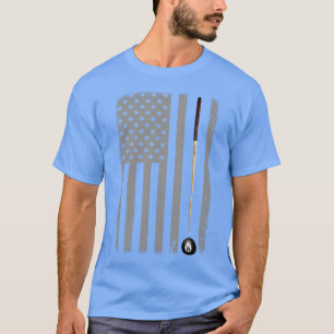 Billiard American Flag Eight Ball Stick T-Shirt