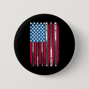 Billiard And American Flag Made For A Pool Billiar Button