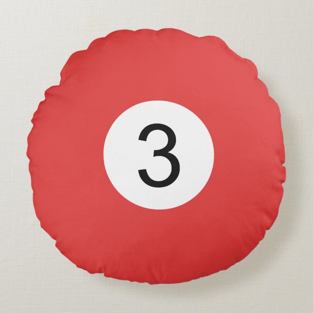 Billiard Ball #3 Round Pillow (Front)