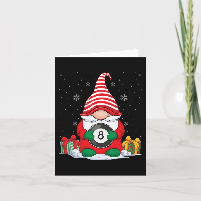 Billiard Ball Christmas Gnomes  Cute Billiard Ball Card (Front)