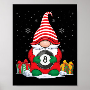Billiard Ball Christmas Gnomes Cute Billiard Ball Poster