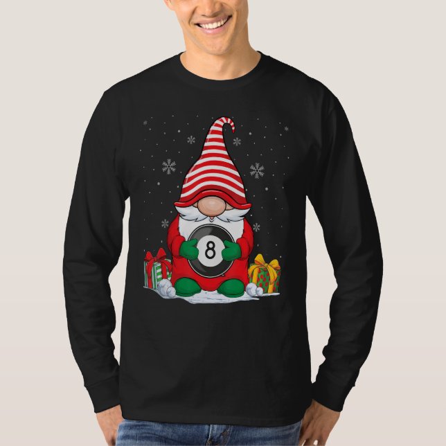 Billiard Ball Christmas Gnomes Cute Billiard Ball  T-Shirt (Front)