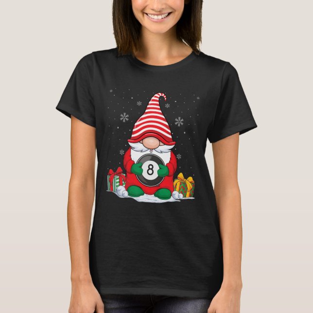 Billiard Ball Christmas Gnomes  Cute Billiard Ball T-Shirt (Front)