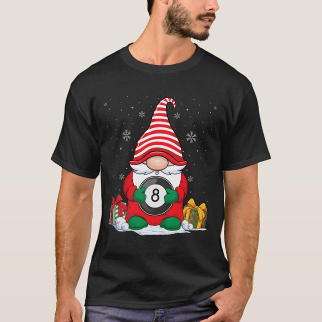 Billiard Ball Christmas Gnomes  Cute Billiard Ball T-Shirt (Front)