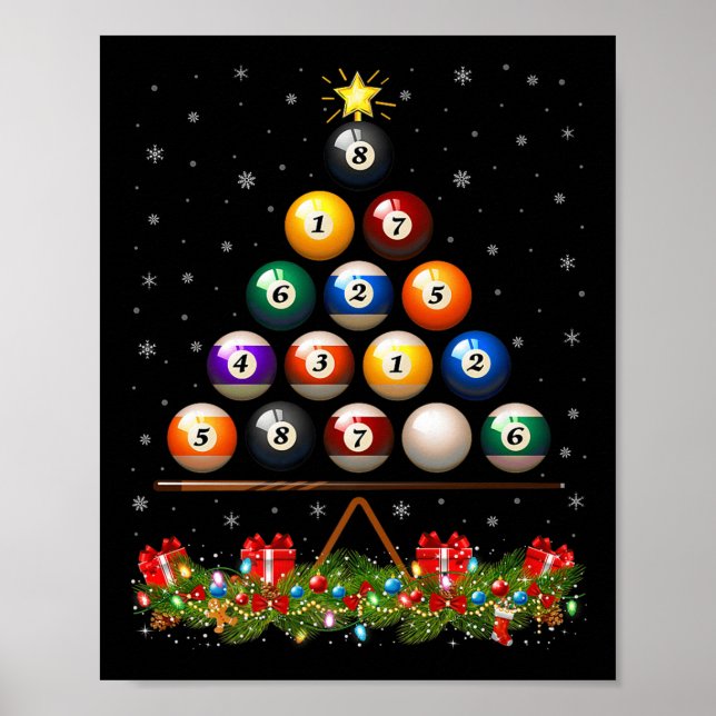 Billiard Ball Christmas Tree Lights Ol Billiards X Poster (Front)