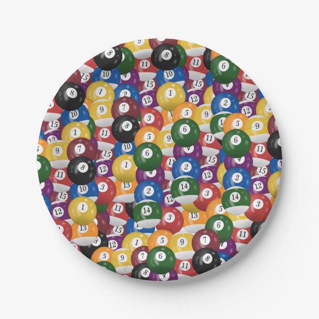 Billiard Ball Collection Paper Plates (Front)