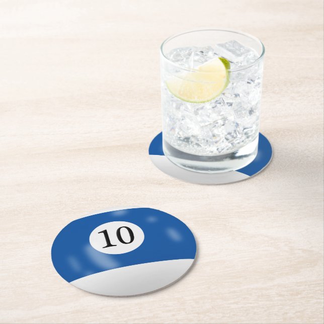 Billiard Ball Number 10 Round Paper Coaster (Insitu)