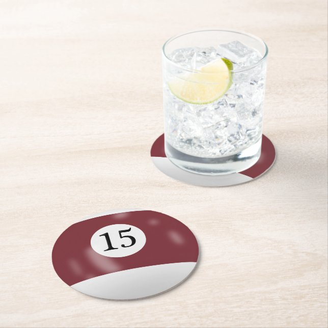 Billiard Ball Number 15 Round Paper Coaster (Insitu)