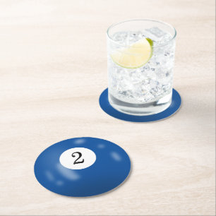 Billiard Ball Number 2 Round Paper Coaster