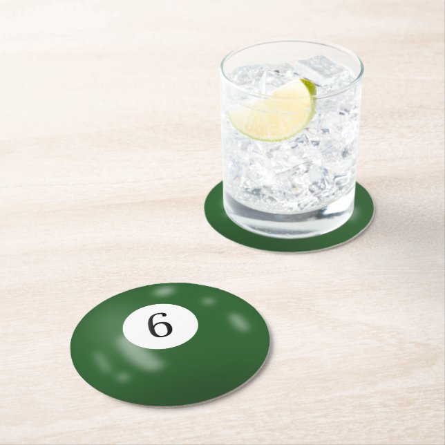 Billiard Ball Number 6 Round Paper Coaster (Insitu)