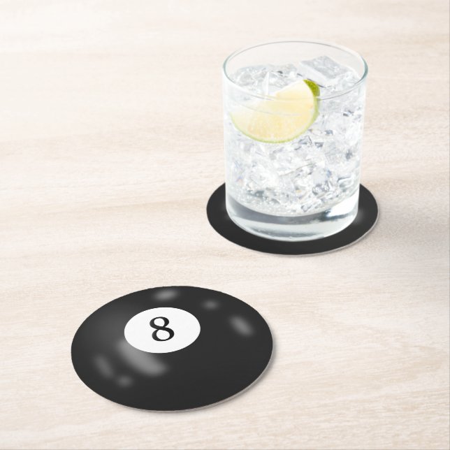 Billiard Ball Number 8 Round Paper Coaster (Insitu)
