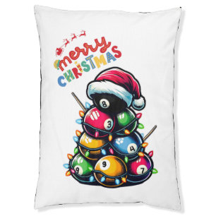 Billiard Ball Pile Pool Cue Christmas Hat Xmas Pet Bed