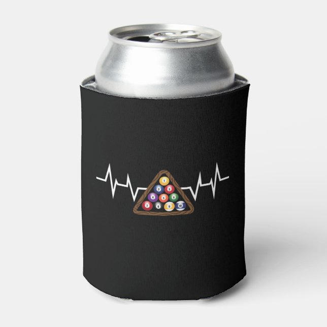 Billiard Ball Rack Heartbeat Can Cooler (Can Front)