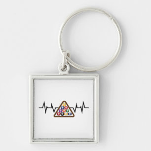 Billiard Ball Rack Heartbeat Keychain