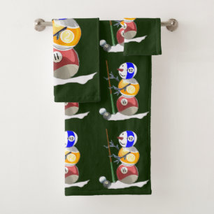 Billiard Ball Snowman Christmas Bath Towel Set