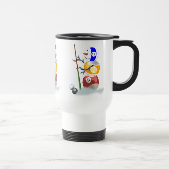Billiard Ball Snowman Christmas Travel Mug