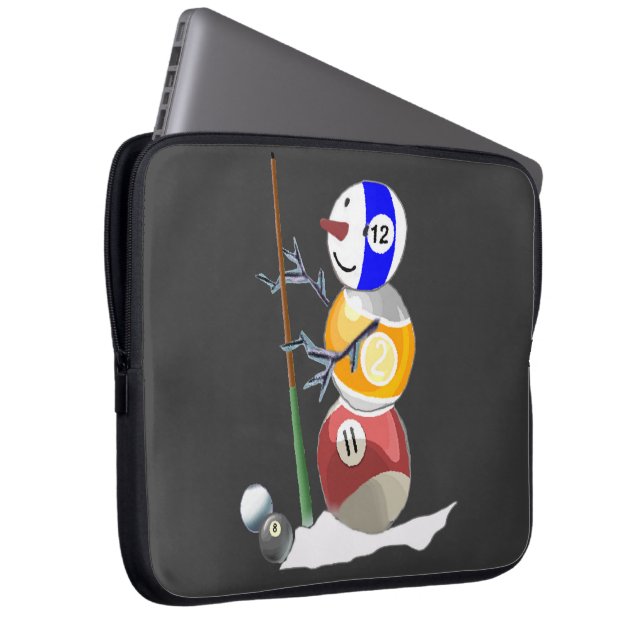 Billiard Ball Snowman Laptop Sleeve (Front Right)
