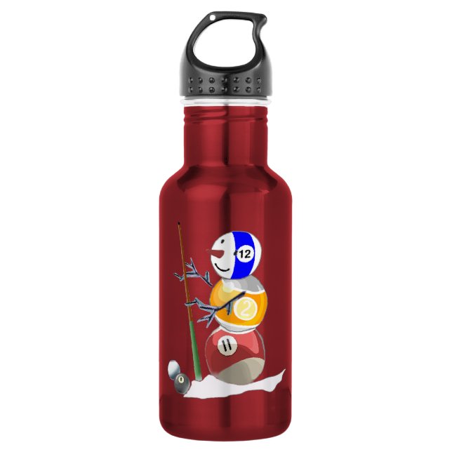 Billiard Ball Snowman Water Bottle (Front)