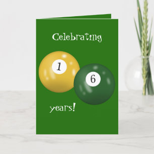 Billiard Balls 16th birthday Card