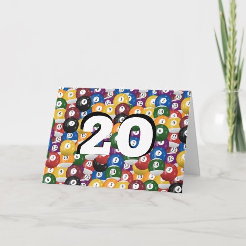 Billiard Balls 20th birthday Card