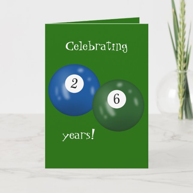 Billiard Balls 26th birthday Card (Front)