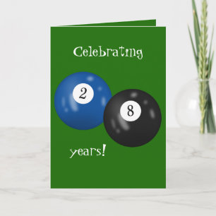 Billiard Balls 28th birthday Card