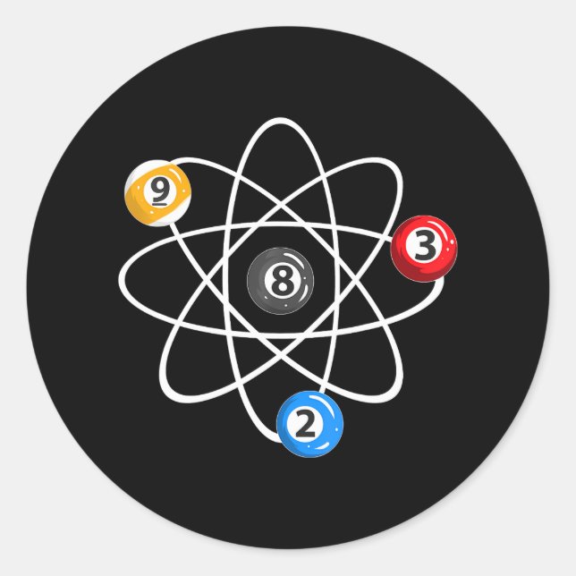 Billiard Balls 2 3 8 9 Atom Billiard Player Classic Round Sticker (Front)