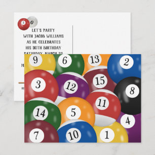 Billiard Balls 30th Birthday Party Postcard