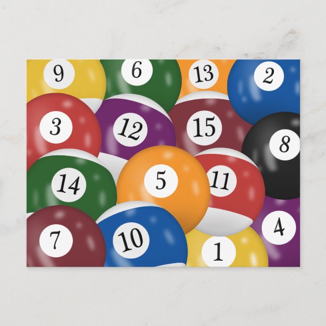 Billiard Balls 45th Birthday Party Postcard (Front)