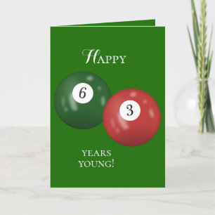 Billiard Balls 63rd birthday Card