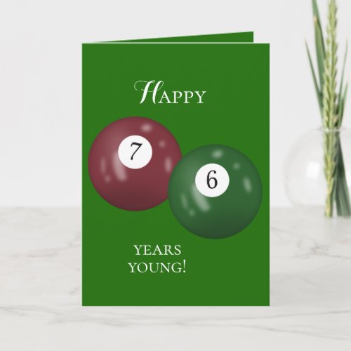 Billiard Balls 76th birthday Card