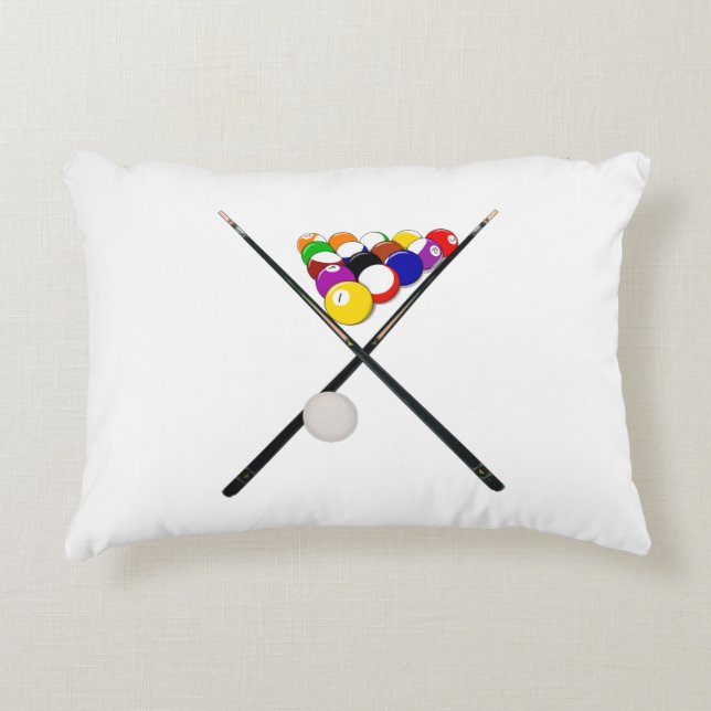 Billiard Balls and Pool Cues Accent Pillow (Front)