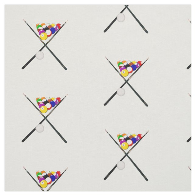 Billiard Balls and Pool Cues Fabric (Swatch)
