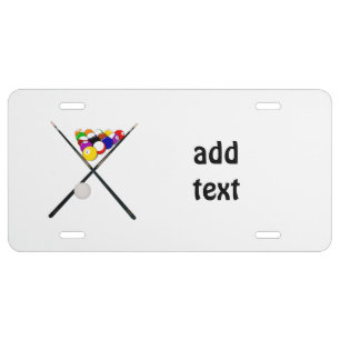 Billiard Balls and Pool Cues License Plate