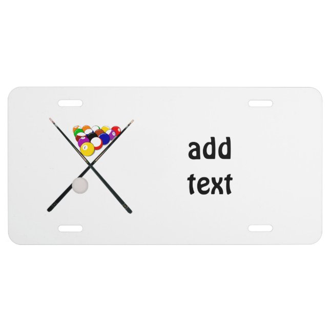 Billiard Balls and Pool Cues License Plate (Front)