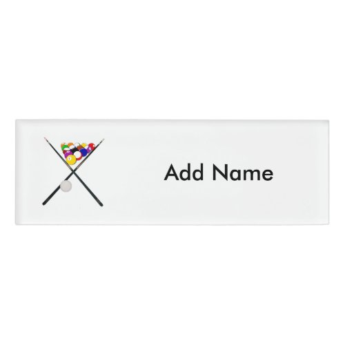 Billiard Balls and Pool Cues Name Tag