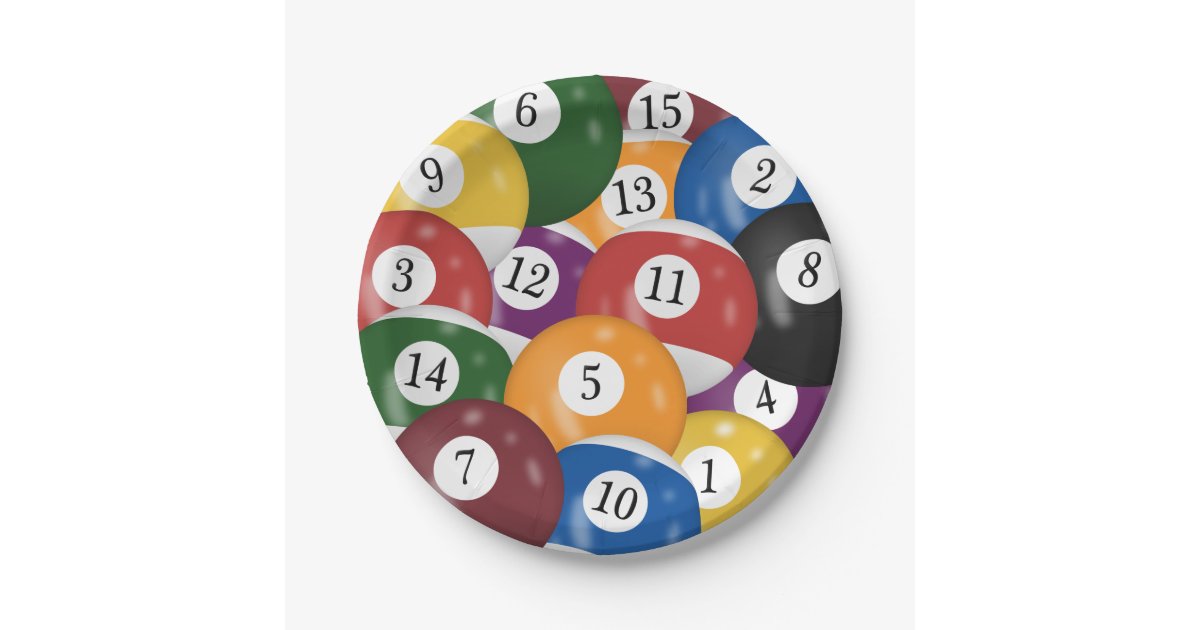 Billiard Balls Background Paper Plate Zazzle com