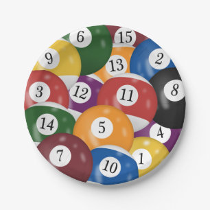 Billiard Balls Background Paper Plates