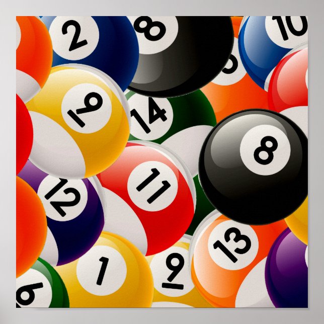 Billiard Balls Collage Poster (Front)