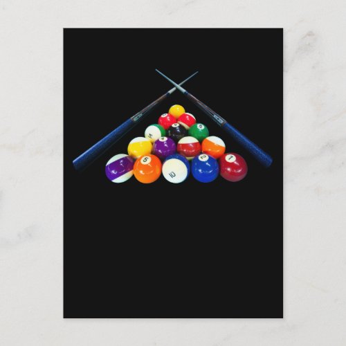 Billiard Balls Cue Pool 8 Ball Player Postcard