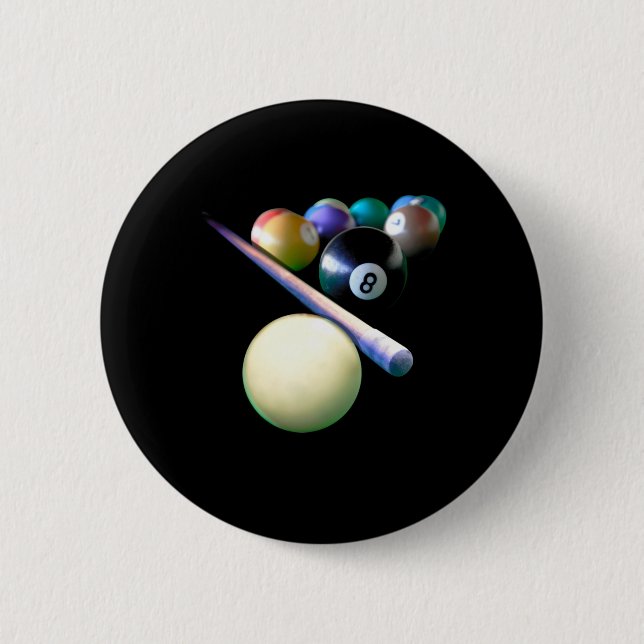 Billiard Balls Cue Snooker Pool Player Button (Front)