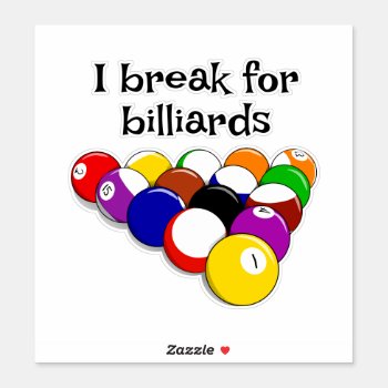 Billiard Balls Design Custom Vinyl Sticker by SjasisSportsSpace at Zazzle