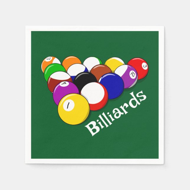 Billiard Balls Design Paper Napkins (Front)