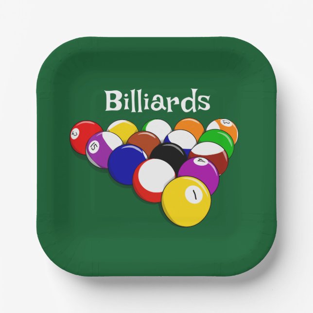 Billiard Balls Design Paper Plate (Front)