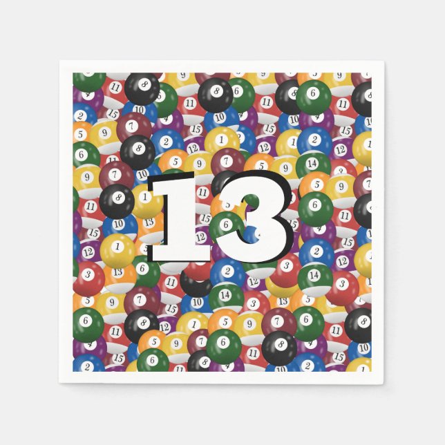 Billiard Balls for 13th birthday Napkins (Front)