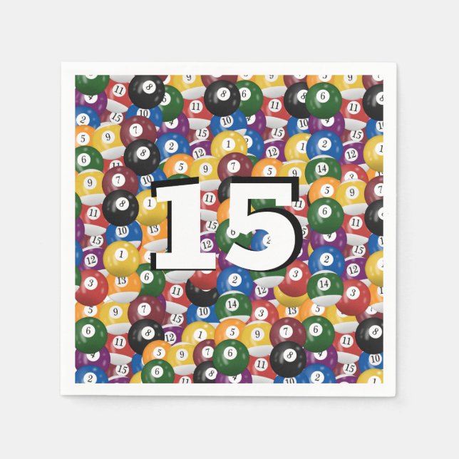 Billiard Balls for 15th birthday Napkins (Front)