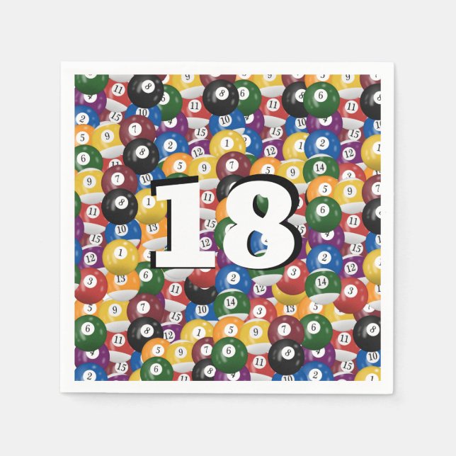 Billiard Balls for 18th birthday Napkins (Front)