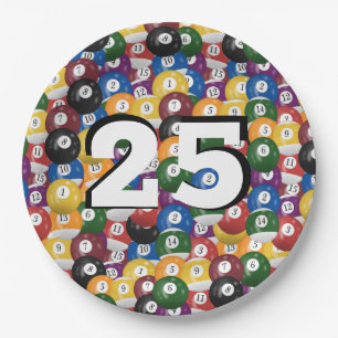 Billiard Balls for 25th birthday Paper Plates