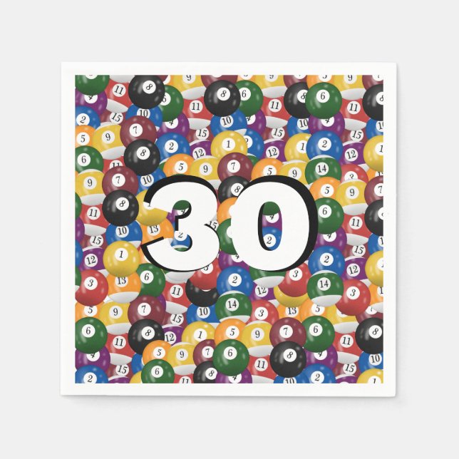 Billiard Balls for 30th birthday Napkins (Front)