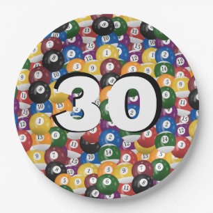 Billiard Balls for 30th birthday Paper Plates
